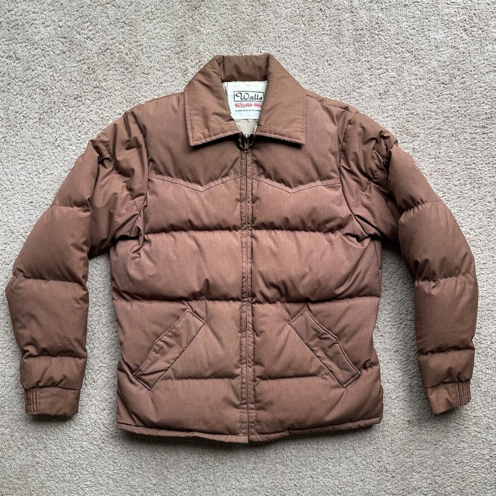Walls Jacket Mens Medium Down Fill Blizzard Purf Full Zip Vtg Pockets Puffer